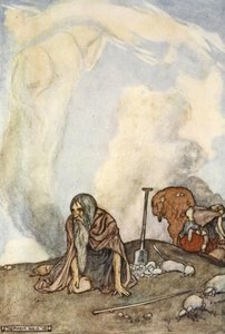 白い馬は霧の花輪のように彼らの目から消えていました.T.W. Rolleston（カラーリソ） 作： Stephen Reid