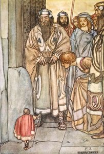 「彼らは皆、小柄な男を見るために出て行った」、c1910. 作： Stephen Reid