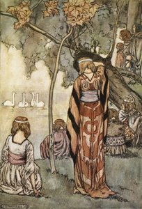 彼らは野営地を作り、白鳥は彼らに向かって歌いました。T.W. Rolleston（カラーリソ） 作： Stephen Reid