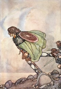 「彼らは丘と平野で彼を走らせた」、c1910。 作： Stephen Reid