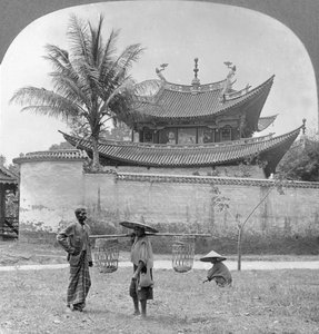絵のような中国のジョスハウス、バーモ、ビルマ、1908 作： Stereo Travel Co