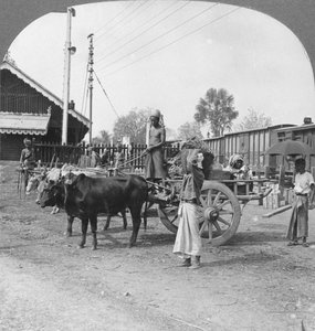 典型的な鉄道駅、カタ、ビルマ、1908 作： Stereo Travel Co