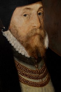 トーマス・グレシャム卿 (c. 1518-1579)、c.1518-79 (パネルに油彩) 作： Steven van der (attr. to) Meulen