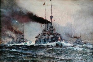海に浮かぶドイツ船団 作： Willy Stoewer 