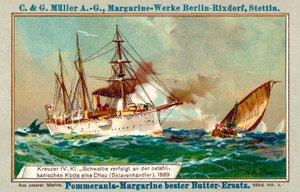 東アフリカ沿岸で奴隷商人のダウ船を追ったドイツの巡洋艦シュヴァルベ 作： Willy  Stoewer 