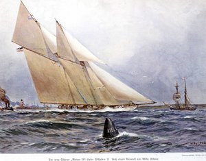 セーリングレース：ヨット「メテオIV」-ウィリー・スタワーの水彩画