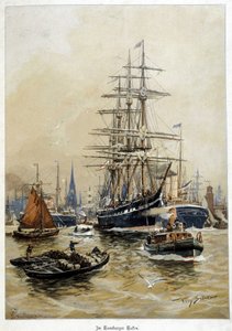 ハンブルグの港、デブ。20世紀 作： Willy Stoewer 