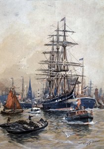 19世紀のハンブルク港 作： Stoewer Willy (1864 1931)