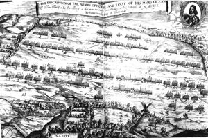 1645年6月14日、ナセビーの戦いでの馬の軍隊と陛下の足の解説