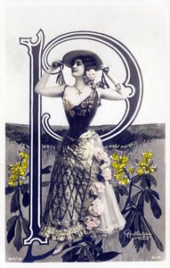 P：Mlle Lolita、1900年代のアーティスト-はがきのアルファベット 作： Studio Reutlinger