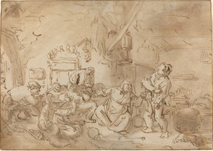 旅館での喧嘩 作： Style of Adriaen van Ostade