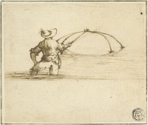 網を持つ漁師 作： Style of Jacques Callot