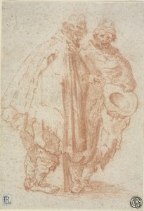 ボロボロのマントを着た2人のヒゲ男 作： Style of Jacques Callot