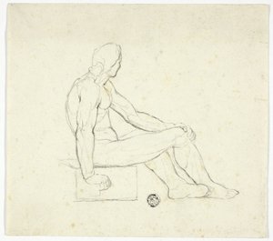 座った男性ヌード 作： Style of Jacques Louis David
