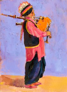 インディアンバグパイパー、2020年、29x22 作： Sue Wales