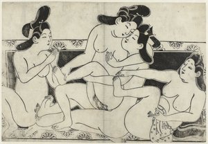 エロティックなパフォーマンス 花に与する教（連載タイトル） 作： Sugimura Jihei (attributed to)