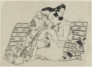 エロティックなパフォーマンス 花に与する教（連載タイトル） 作： Sugimura Jihei (attributed to)