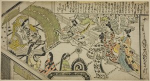 義経と浄瑠璃姫の出会い（『浄瑠璃十二帖物語』より）" 作： Sugimura Jihei