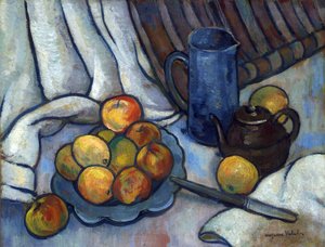 りんご、ティーポット、水差し - スザンヌ・ヴァラドン（1865-1938）の絵画、1919年頃 - キャンバスに油彩、50,4x65,4 - プライベートコレクション 作： Suzanne Valadon