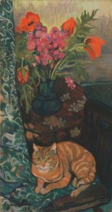 花束と猫 作： Suzanne Valadon