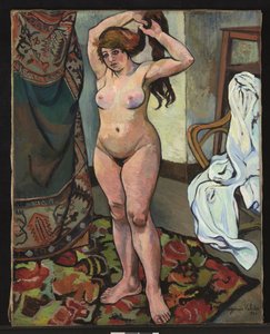 裸のギルバートが髪を結っている 作： Suzanne Valadon