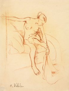 ベッドに座っている裸の女性 作： Suzanne Valadon