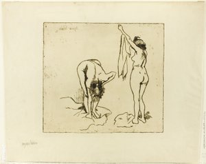 2人の女性が自分自身を乾燥させています 作： Suzanne Valadon