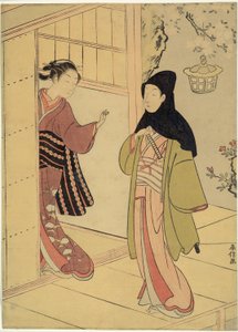 夜の訪問 (十二段祖師のパロディ) 作： Suzuki Harunobu