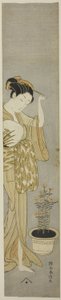 彼女のヘアピンを調整する美しさ 作： Suzuki Harunobu