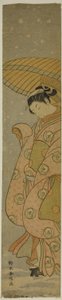 雪の中の傘の下の美しさ 作： Suzuki Harunobu