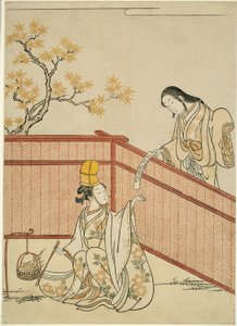 燃える秋のもみじ 作： Suzuki Harunobu