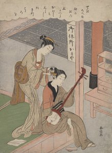 彼の髪を梳く, 1770., 1770. 作： Suzuki Harunobu