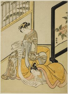 手紙を読むカップル 作： Suzuki Harunobu