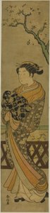 桜の下を行進する花魁 作： Suzuki Harunobu