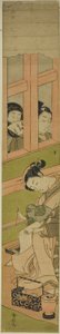格子窓越しに見守る娼婦と手紙を書く娼婦 作： Suzuki Harunobu