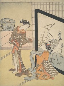 宮廷人と新造、1725年から1770年。 作： Suzuki Harunobu