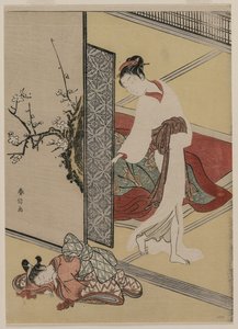遊女とスリーピングアテンダント、1760年代後半。 作： Suzuki Harunobu