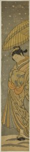 降雪中の遊女 作： Suzuki Harunobu