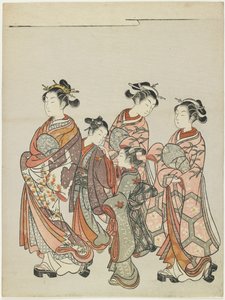 1766年後のパレードでの出席者との遊女 作： Suzuki Harunobu