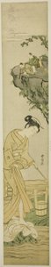 若い美しさをスパイする道教の仙人 作： Suzuki Harunobu