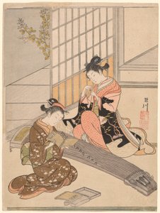 『座敷八景』より 琴路落雁 作： Suzuki Harunobu