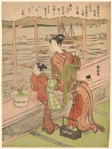 Double-Flowered Cherry: Motoura of the Minami Yamasakiya (Minami Yamasakiya uchi Motoura, Yaezakura), from the series "Beauties of the Floating World Compared to Flowers (Ukiyo bijin hana ni yosu)" 作： Suzuki Harunobu