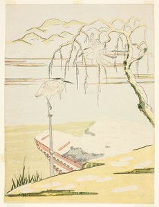 雪の中の白鷺 作： Suzuki Harunobu