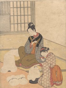 シリーズ「8つのパーラービュー」からのNuriokeのEven Snow、ca。 1766年頃。 1766年。 作： Suzuki Harunobu