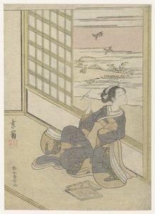 スナイプを聞く少女 作： Suzuki Harunobu