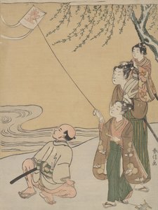 カイトフライング、カリフォルニア州。 1766年頃。 1766年。 作： Suzuki Harunobu