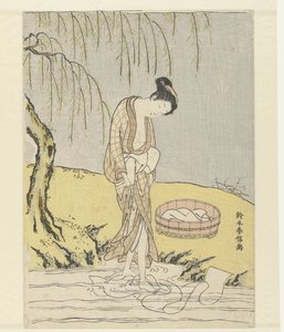 布を洗う女性 作： Suzuki Harunobu