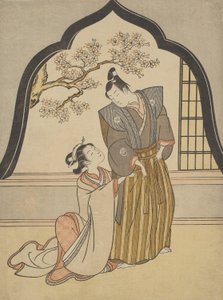 窓際でドレスアップする恋人たち 作： Suzuki Harunobu