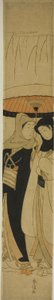 雪の中の傘の下の恋人たち 作： Suzuki Harunobu