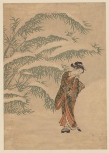 少女と雪玉 作： Suzuki Harunobu